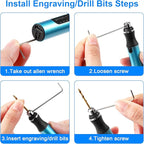 3-Speed Cordless Mini Drill Pen, Rechargeable DIY Electric Hand Drill with 10 Small Drill Bits, Micro Drill Set for Jewelry Making Stone Plastic Resin Keychains
