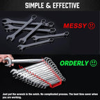 ALOANES 104-Slot Metal Wrench Organizer, Heavy Duty Wrench Organizer Tray for Tool Box, Fit SAE & Metric Wrench Storage, 8 Pack Wrench Holders(Black)