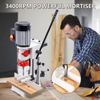 Benchtop Mortiser, 3400RPM 3/4HP Woodworking Mortising Machine with 1/4", 3/8", 1/2" Chisels Wooden Workbench, Benchtop Drill Press for Making Round Holes Square Holes Or Special Square Holes