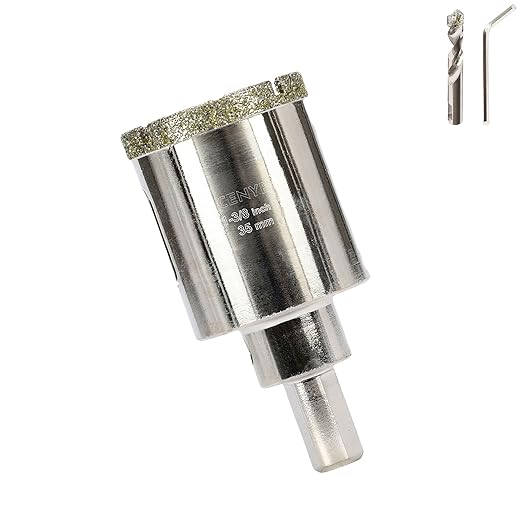 1-3/8inch | 35mm Diamond Hole Saw with Center Drill bit and Diamond-Coated Center Drill bit for Ceramic Glass Marble Fiberglass Granite and Porcelain Tiles by CENYB