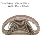 1/2 x 18 Inch Aluminum Oxide Sanding Belt, 30PCs Sanding Belt Set, 6 of Each 80/120/150/240/400 Assorted Grit, Abrasive Belts for Belt Sanders