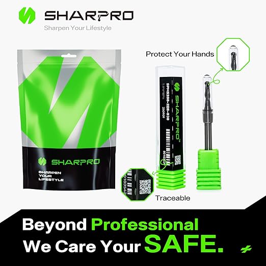 Carbide Ball Nose End Mills Set 2 Flute 4mm SHK. 3mm Cutting Dia. 3D Carving, High-Speed and Deep Cutting, AlCrN Coated, Apply for Alloy Steel, Stainless Steel and Various Cast Iron. (5PCS)