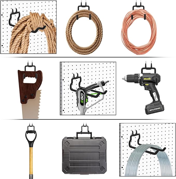 8-Pack Pegboard Hooks, Heavy Duty Metal Peg Board Shelving Hooks Fit 1/4" Pegboards, Peg Board Tool Utility Hooks & Hangers for Craft Room Garage Workbench Office