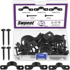 Swpeet 45Pcs 3 Sizes 15mm 20mm 25mm Two Hole U Bracket Clamp with Screws Assortment Kit, U-Clamps, Metal Pipe Clamps, Pipe Strap Clamps, Conduit Tension Clips for Fixing Pipe or Cable