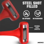NEIKO 02884B 9 Lb Dead Blow Hammer, 30” Long, Red, Unibody Molded, Ergonomic Textured Handle, Spark and Rebound Resistant, One Piece Steel Core, 3 Inch Head