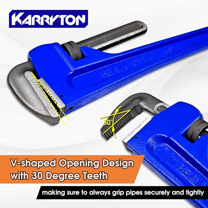 60 Inch Pipe Wrench, Cr-Mo Jaw Opening 9"/228mm Adjustable Heavy Duty Cast Iron Straight Handle Plumbing Wrench, Perfect Plumbers Tool for Oil Field, Plumbing, Construction and Mechanics