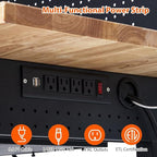 Work Bench 60" Adjustable Height, Heavy-Duty Portable Workbench with Power Outlets and Drawer for Garage & Workshop, 2000 LBS Load Capacity Large Pegboard, Work Table for Office, Home, Easy Assembly