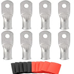 000 Gauge Tinned Copper Cable Lugs 8 PCS 3/0 AWG-5/16(M8) Ring Terminal Heavy Duty Wire Lugs Battery Lugs, 8 PCS 3/0 Guage terminals Battery Cable Ends Connectors with 8 PCS 3:1 Heat Shrink Tube
