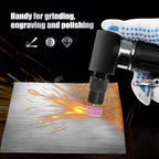 Air Die Grinder - 1/4", Right Angle, 20,000 RPM, Pneumatic Power, Safety Lock, 90 Degree, Mini, Angle Die Grinder for Grinding, Polishing, Cutting and More