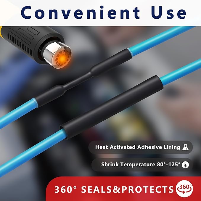 1 inch Heat Shrink Tubing, 5 Ft 3:1 Heat Shrink Tube Dual Wall Adhesive Lined, Waterproof Marine Shrink Wrap Tubing, Electrical Industrial Automotive Sealing Heat Shrink Tubing Kit for Wire Insulation
