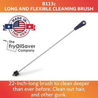 22" Long Sink Drain Cleaning Brush by FryOilSaver Co., Clog Remover for Small Spaces Perfect for Unclogging Sink, Toilet & Shower Drain, Drain Snake Hair Clog Remover, Tiny Pipe Cleaning Brush - B113C