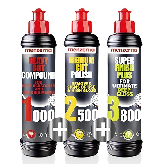 menzerna Polishing Set – HCC1000, MCC2500 & 3800 | 3-Step System for Scratch Removal, Swirl Elimination & Mirror-Like Finish