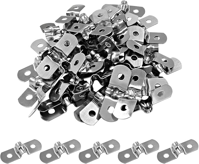 Hordion 50Pcs M5 Two Hole Strap U Bracket, M5 Rigid Pipe Strap Stainless Steel Conduit Clamp for Fixing Pipe (3/16 Inch)