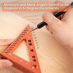 Neitra Small Square Ruler with Fixed Angle Pin, Accurate Compact Aluminum Alloy Mini Squares with Laser Etched Markings, Includes a Mechanical Pencil for Carpenter Woodworking Furniture Projects