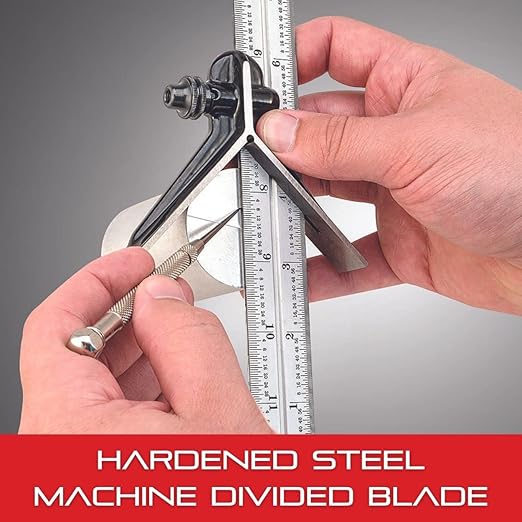 Starrett Steel Combination Square with Square Head and Center Head - 12" Blade Length, Cast Iron Heads, Hardened Steel, Reversible Lock Bolt, 4R Graduation Type - C11HC-12-4R