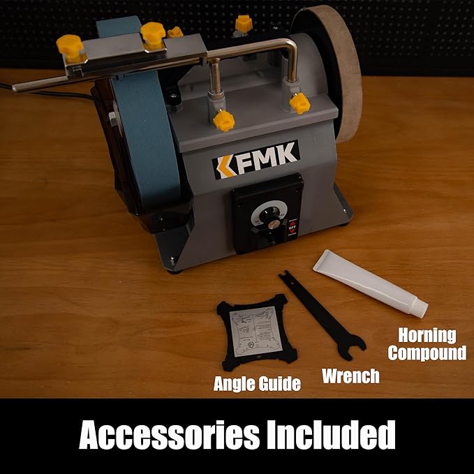 10 Inch Variable Speed Wet Sharpening System, 90-160RPM Wet Bench Grinder, Two Direction Water Cooled Wet/Dry Sharpening System for knife, Chisel, Scissor, Woodworking Tools