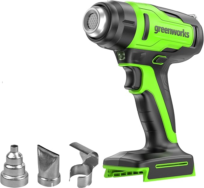 Greenworks 24V Cordless Heat Gun, Deflector Nozzle、Concentrator Nozzle And Flat Nozzle High Temperature Of 1000℉, Bare Tool