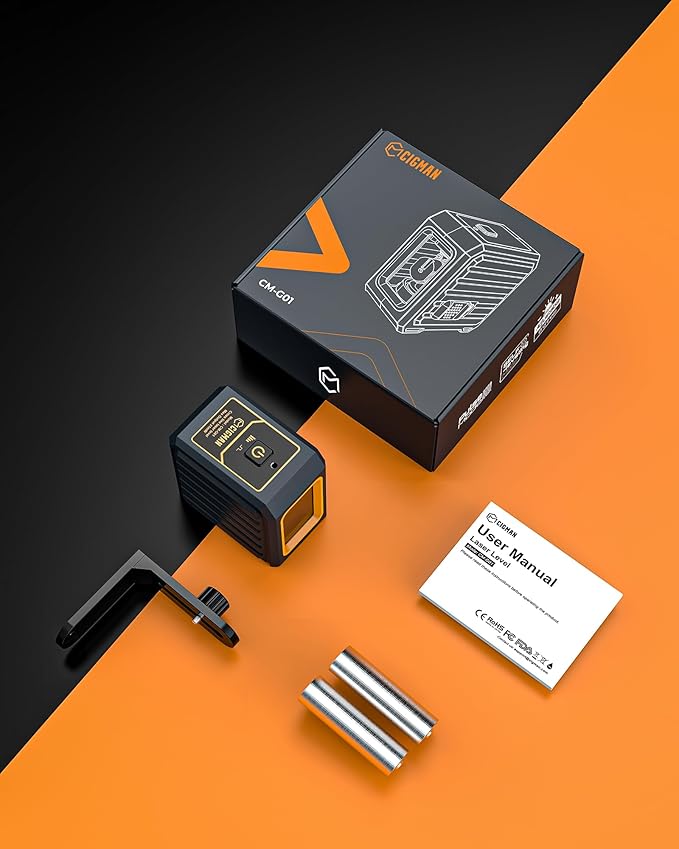 Laser Level, CIGMAN Self-Leveling - 100 feet, Compact 6.4 oz, Perfect for Pictures Hanging, Floor Tile, Ideal for DIY Projects and Home Renovation, L-Magnetic Bracket, Battery Included