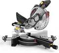 10-inch Sliding Compound Miter Saw, 4800RPM, 15 Amp, Single Bevel 0-45° with Extension Table, 36T Blade, Power Saw for Metal, Plastic, Wood, Laminates