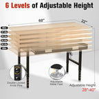 60" Workbench with Drawers, Work Benches for Garage with Strip Light, Adjustable Work Table with Large Pegboard, 2000 LBS Heavy Duty Table with Power Outlet Rubber Wood for Garage, Office