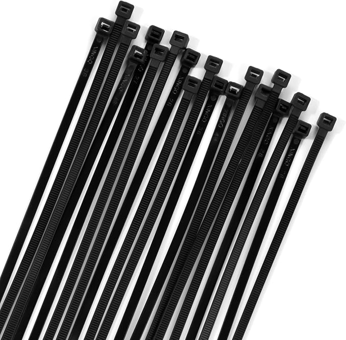 XINGO 100PCS Cable Zip Ties Heavy Duty, Premium Nylon Plastic Wire Ties with 50 Pounds Tensile Strength, Self-Locking Black Nylon Zip Ties for Indoor and Outdoor (8 inch, Black)
