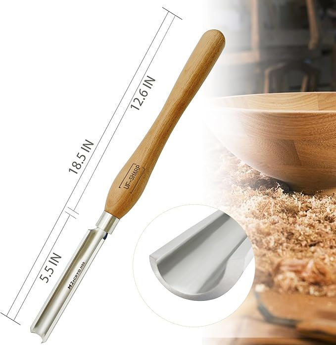 1 inch Spindle Roughing Gouge for Wood Lathe,M2 Cryo HSS Wood Turning Tools with Beech Wood Handle