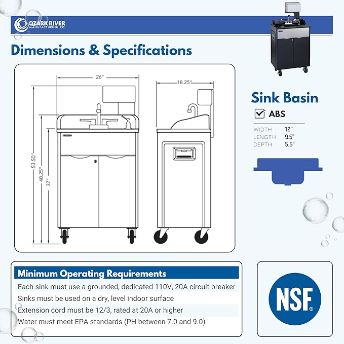 Ozark River Portable Sinks, Titan PRO 1 Black, Outdoor Portable Sink with Hot Water, Mobile Self Contained Sink with Water Tanks and Wheels, Portable Outdoor Hand Washing Sink Station