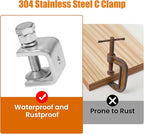 0.8 Inch C Clamps, 6 Pack 304 Stainless Steel C Clamps for Woodworking and Welding,Stable Wide Jaw Opening Tiger Clamp for Construction Household Mount(21mm)