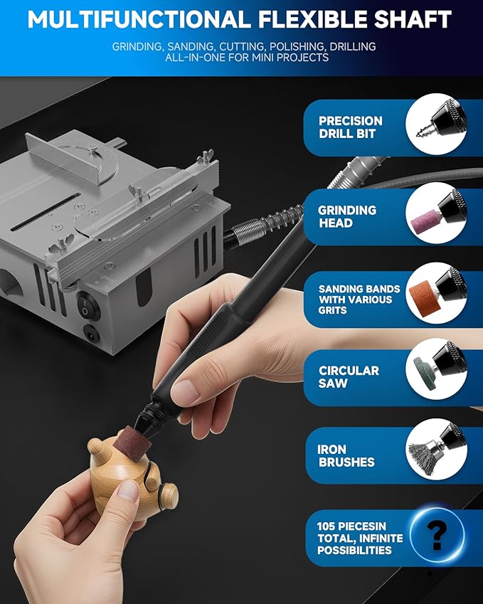 Mini Table Saw for Crafts, Multifunctional Portable Table Saws Adjustable Cutting Angle,Speed,SawDepth; Small Table Saw for Cutting, Grinding, Sanding All-in-one; Tablesaw