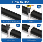 40 Set PVC conduit pipe strap clamps Φ25 MM - SCH 3/4 IN,Two Hole plastic pipe clips
