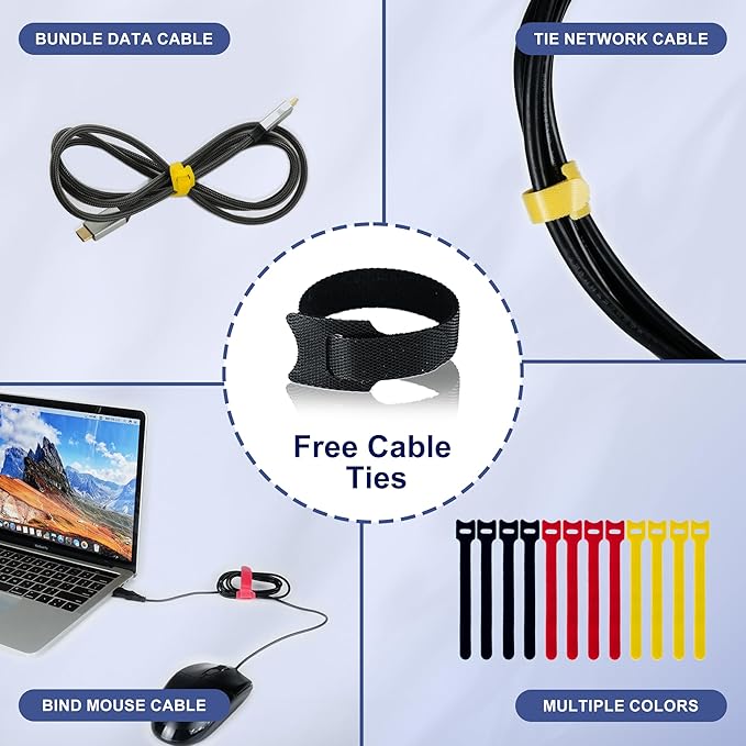 Neoprene Cable Management Sleeve 6.6ft (80 inch) - 1.5 inch, Velcro Cuttable Cord Organizer, Split Wire Loom Tubing Reversible Cord Protector for TV USB PC Ethernet Cable Hider Protect Pets Kids