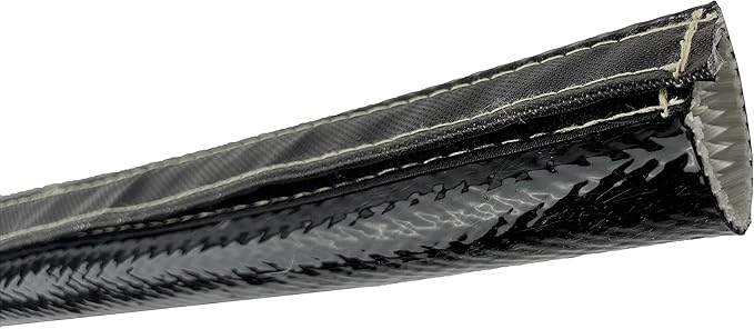 1 ID Fire Wrap 25" Length Heat Shielded Protection Sleeve Fire Thermo Armor Silicone Coated Fiberglass Hose 2 feet Length for Wires, Hoses, etc. (with Hook and Loop Closure)