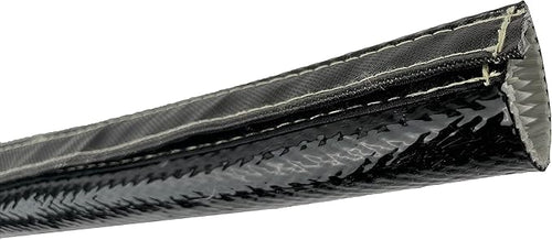 1 ID Fire Wrap 25" Length Heat Shielded Protection Sleeve Fire Thermo Armor Silicone Coated Fiberglass Hose 2 feet Length for Wires, Hoses, etc. (with Hook and Loop Closure)
