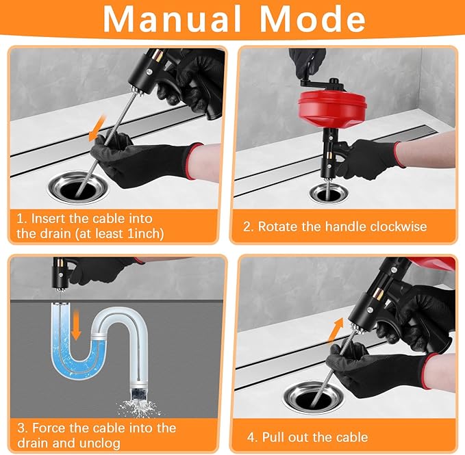 35 FT Drain Snake 2.0 with Double Mode, 10-In-1 Drain Auger for Sink and Drain Unblocking, Plumbing Snake for Real DYIs (Frosted Red)