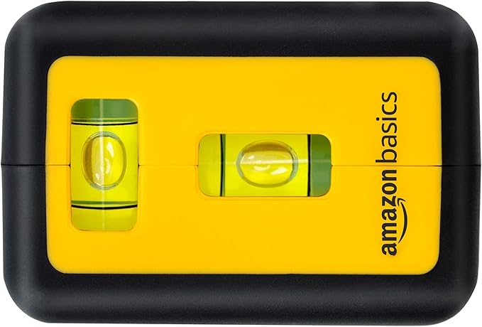 Amazon Basics 360 Degree Rotating Laser Class II Level with 2 Extra-Large backlit bubble vials, 16 ft / 192 in, Yellow/Black