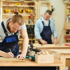 Adjustable Height Workbench, 48" Rubber Wood Top Heavy Duty Workstation with Power Outlets, 2000 LBS Load Capacity Hardwood Worktable for Workshop, Garage, Office, Home, Commercial
