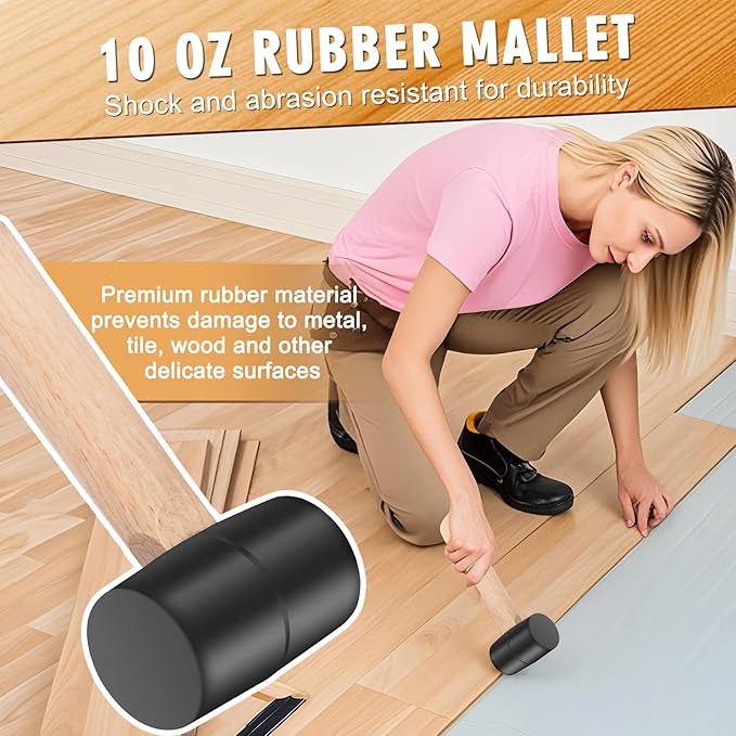 5Pcs Small Hammer Set - 10oz Rubber Mallet Hammer, 18oz Mini Sledge Hammer, 12oz Double-Faced Mallet, 11oz Ball Peen Hammer, 10oz Claw Hammer with Short Wood Handle for Lightweight Home Repair & Craft