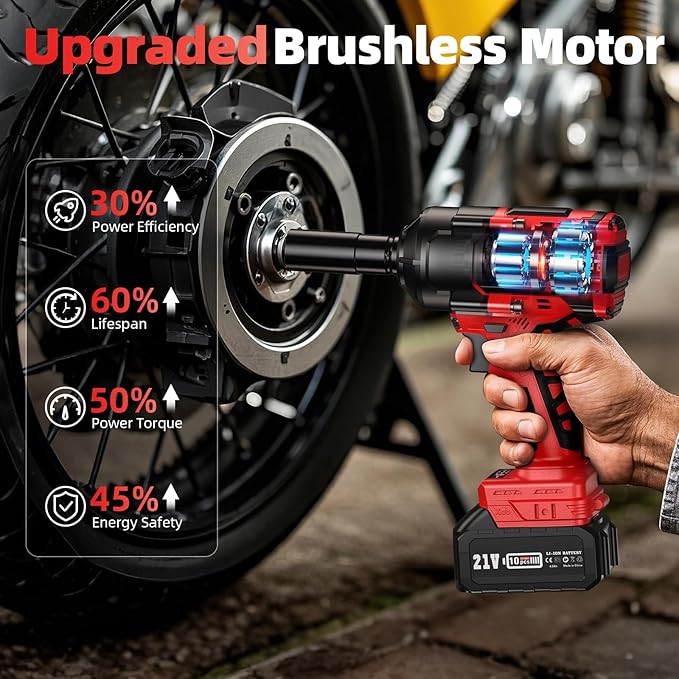 Cordless Impact Wrench, 1500Nm/1106Ft-lbs Electric Impact Gun 1/2 Inch with 2x4.0Ah Batteries, High Torque Impact Driver for Car/Truck RV/Mower