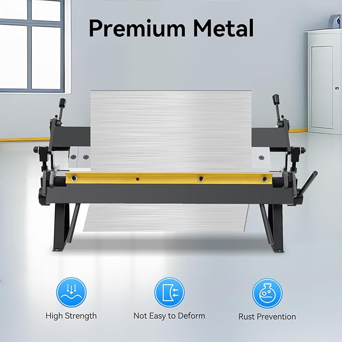 1-24'' Pan & Box Brake, 0-135° Bending Angle Sheet Metal Bender Folder Former Capable of Handling 20 Gauge Low Carbon Steel with Removable Fingers for Bending Carbon Steel Copper Aluminum Plates
