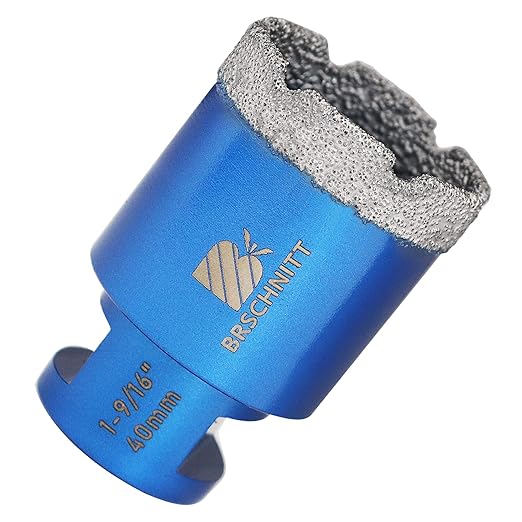 1-3/5 Inch Diamond Core Drill Bit for Porcelain Tile Ceramic Marble Granite Drilling,BRSCHNITT 1pc Vacuum Brazed Diamond Hole Saw with 5/8-11 Thread (40mm)