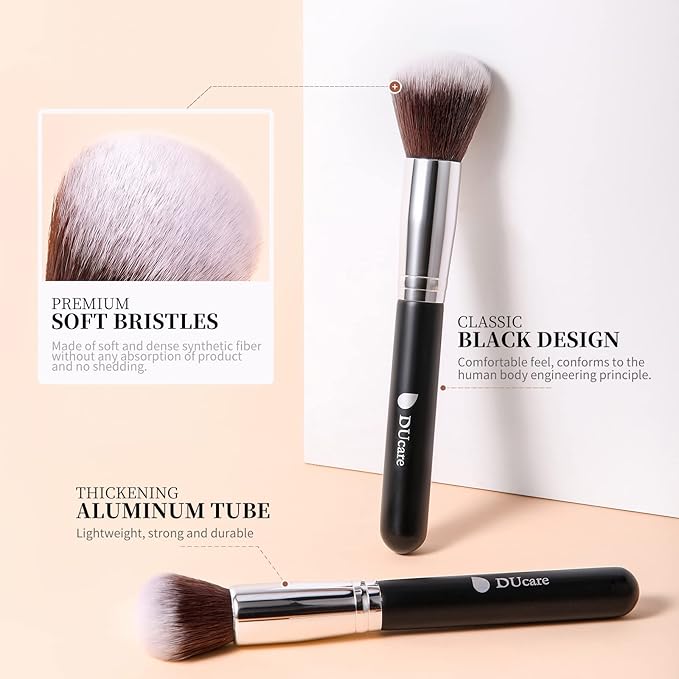 DUcare 15pcs Classic Black Makeup Brush Set with Bag Professional Soft Synthetic Foundation, Blending, Eyeshadow, Powder, Concealer Brushes for Flawless Makeup Application-VeraVaultWomen