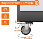 71" H Broom Storage Cabinet with Wheels and Doors,Rolling Tool Cabinet with Pegboard,Shelves and Rod for Garage Warehouse Home,Required Assembly,Black and White