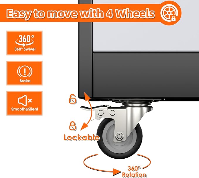 71" H Broom Storage Cabinet with Wheels and Doors,Rolling Tool Cabinet with Pegboard,Shelves and Rod for Garage Warehouse Home,Required Assembly,Black and White