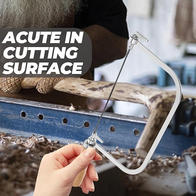 1 Set Woodworking Coping Saw U-Shaped Saw Mini Hand Coping Frame Small Carving Japanese Hand for Wood Board Plastic and Metal Cutting (With 4Pcs Replacement Blades)