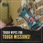 Black Unscented Camouflage Wet Wipes - Combat Wipes COMMANDO - Thick, Biodegradable, Heavy Duty Cleansing Cloths for Camping, Military, Hunting & Backpacking w/Aloe & Vitamin E (1 Pack, 25 wipes).