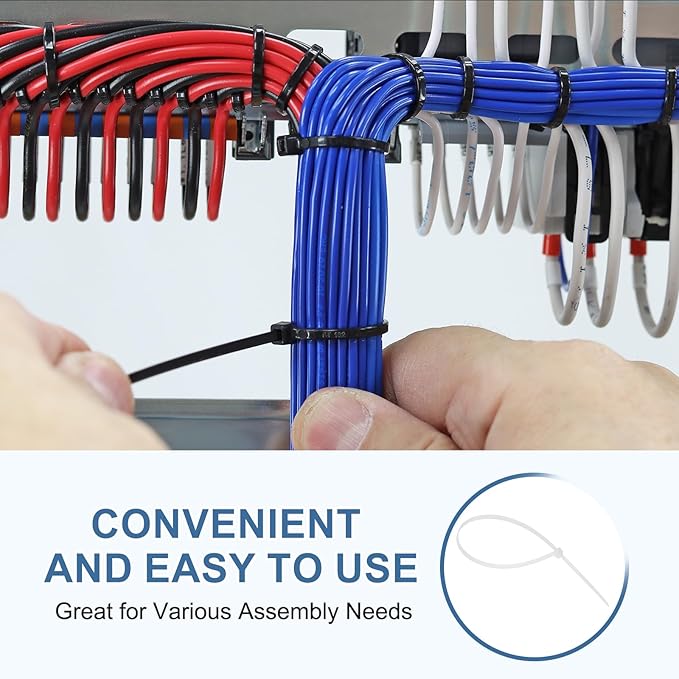 PATIKIL Cable Zip Ties 16 Inch, 100 Pcs Self-Locking Nylon Wire Tie Wraps Heavy Duty Cord Management with 50 lbs Tensile Strength for Indoor and Outdoor, White (0.2" W)