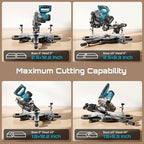 SEESII Sliding Compound Miter Saw: Cordless Power Miter Saw with Laser Guide 8-Inch, 2 * 5000 mAh Batteries, Single Bevel 45°, 24T TCT Blade, Max Cut 2.5×12-inch, Ideal for DIY & Woodworking