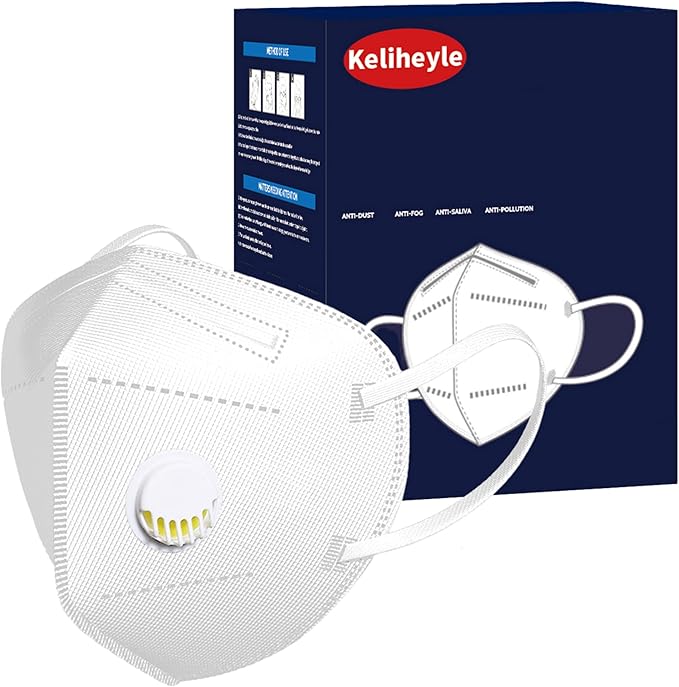 Dust Masks 20PCS, 7 Layers Filter Cover Against PM2.5 Sport Face Mask with One Breathing Valves