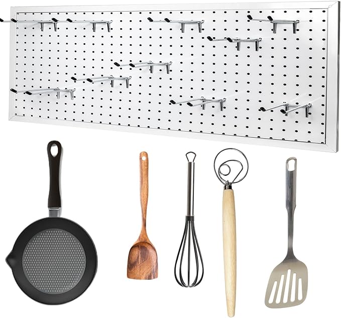 15 Pcs Double Pegboard Hooks 4 Inch, Heavy Duty Peg Board Hooks with Black Rubber Tipped, Pegboard Accessories Fit 1/4' Board Holes, Peg Tool Utility Hook Organizers for Garage