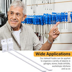 Moxweyeni 100 Pack Slatwall Hooks Slatwall Accessories Slat Wall Hanging Pegboard Hangers Slat Board Display Hooks for Retail Garage Organization Gridwall, White(9.8 Inch)